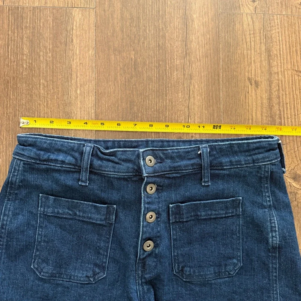 Old Navy Denim Shorts Womens 10 Dark Blue High Rise Button Fly Patch Pocket